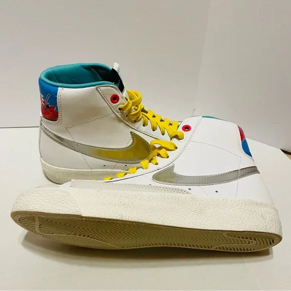 Nike Blazer Mid 77 Sneakers Shoes 4.5Y White Silver Floral Classic Casual - Picture 5 of 8